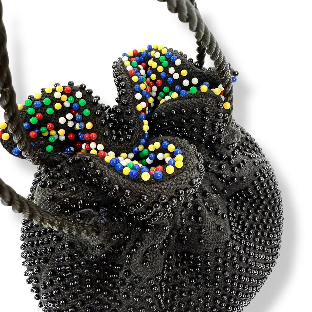 1960's rainbow beaded reversible pouch purse bag - Picture 8 of 16